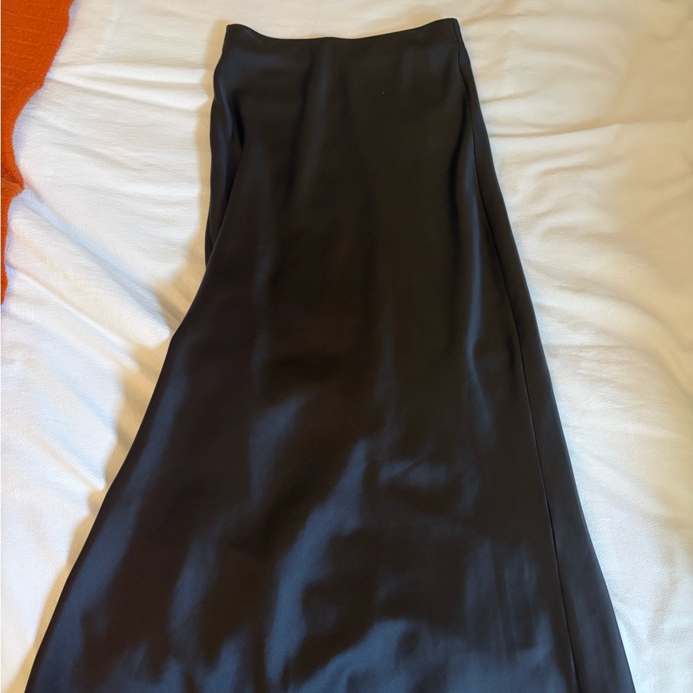 Zara Black Satin Maxi Skirt